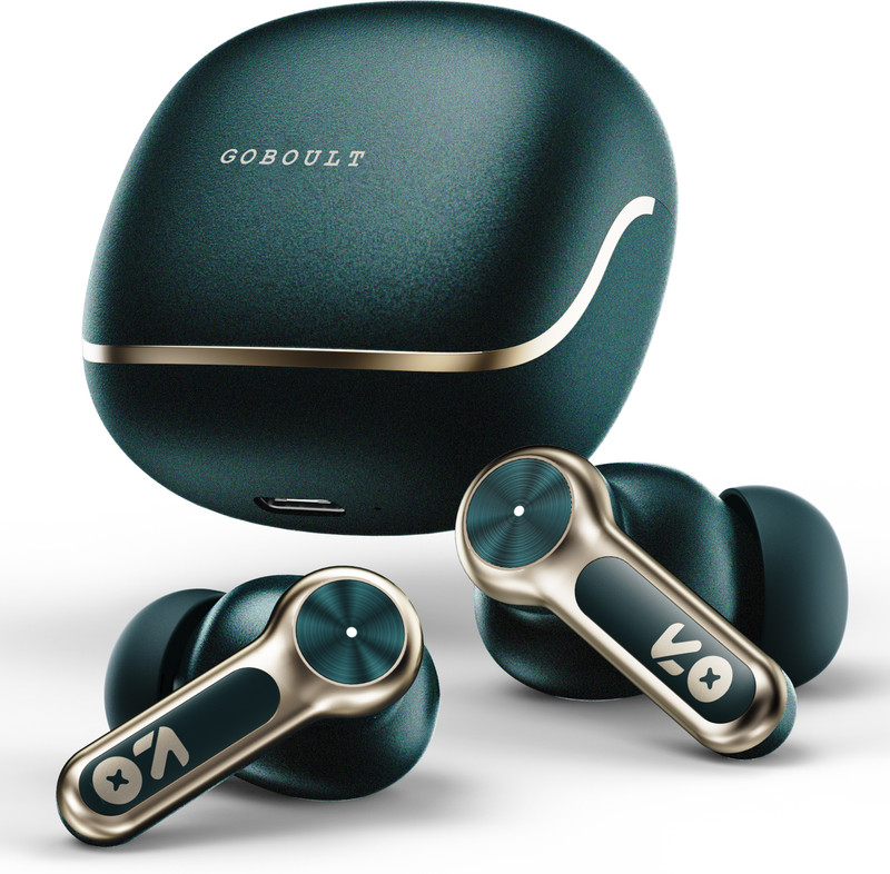 GOBOULT Tenet 75Hrs Battery, App Support, Dual Pairing, Quad Mic ENC, Boosted Bass, 5.4v Bluetooth(Turbo Orange, True Wireless)