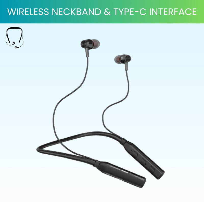 FRONY Candy Neckband Bluetooth Heasphone, Upto 100 hrs Playback & High Bass SoundB224 Bluetooth(Black, True Wireless)