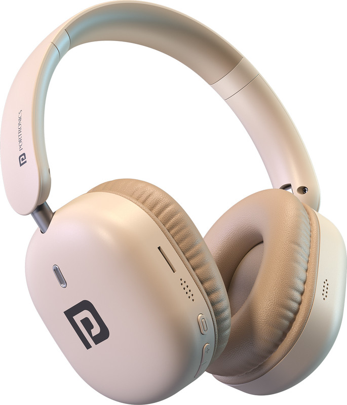 Portronics Muffs M6 Over Ear Wireless Bluetooth Headphone, 40 Hours Playtime, HD Mic Bluetooth & Wired(Beige, On the Ear)