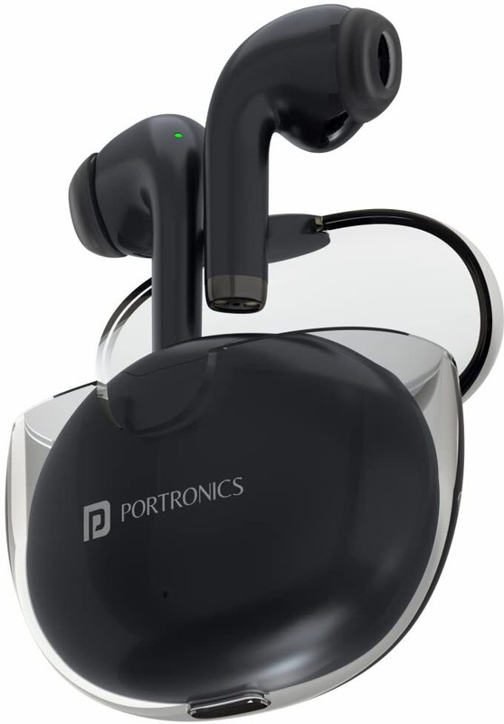 Portronics Twins S4 Earbuds with Bluetooth 5.3,16Hrs Playtime,Heavy Bass(Black) Bluetooth Headset (Black, True Wireless)