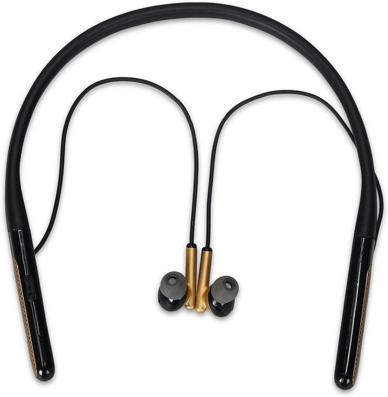 amaq SOUL Neckband,Dual pairing,32GB SD card Slot,Snug fit. Bluetooth Gaming(Black_gold, True Wireless)