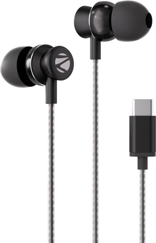 ZEBRONICS Zeb-Buds C10, with In-Line Mic, Type-C, 10mm Drivers, Deep Bass, Metallic Design Wired(Black, In the Ear)