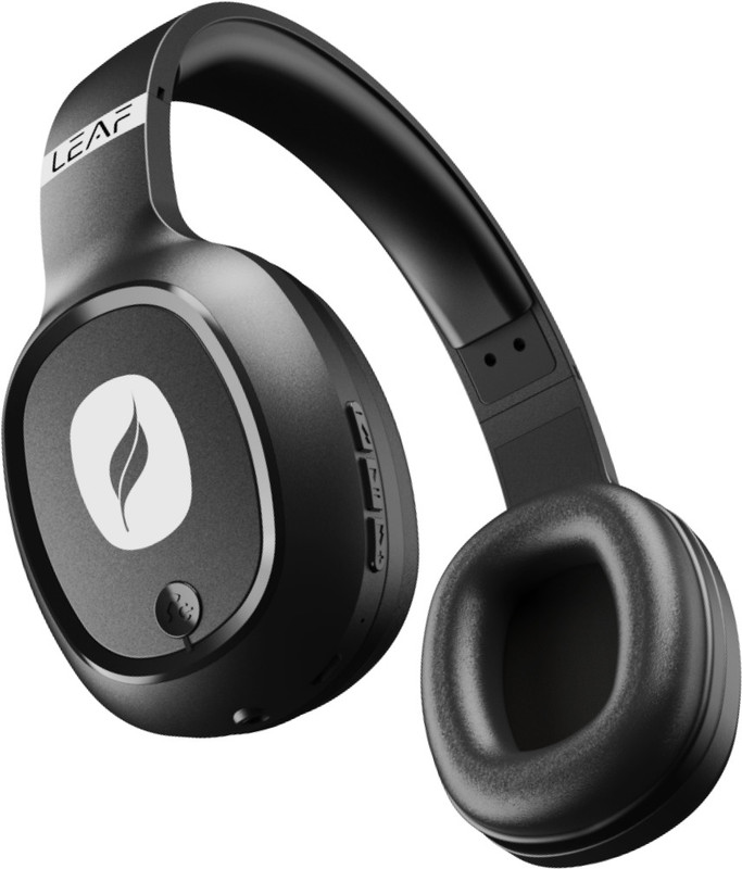 Leaf Bass Wireless Over-Ear Headphones with Mic 30 Hours Battery 38mm Drivers BT v5.3 Bluetooth(Carbon Black, On the Ear)