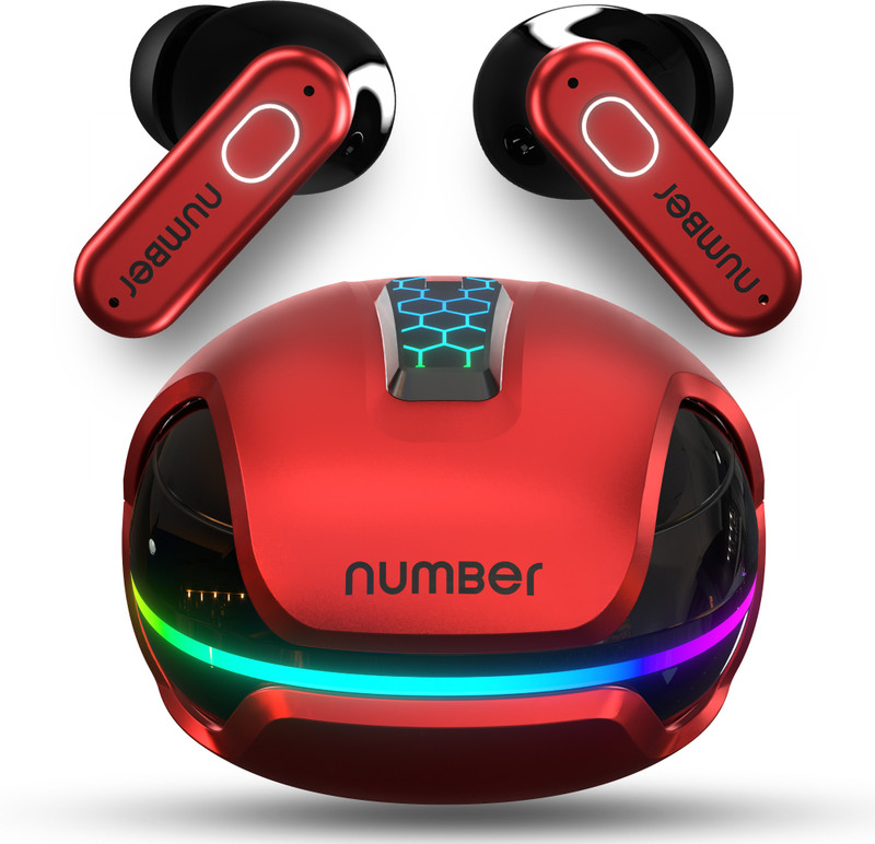 Number Super Buds 999 40dB ANC Gaming TWS Earbuds,4 Mic ENC, 35ms Low Latency,2xPairing Bluetooth(Steel Red, True Wireless)