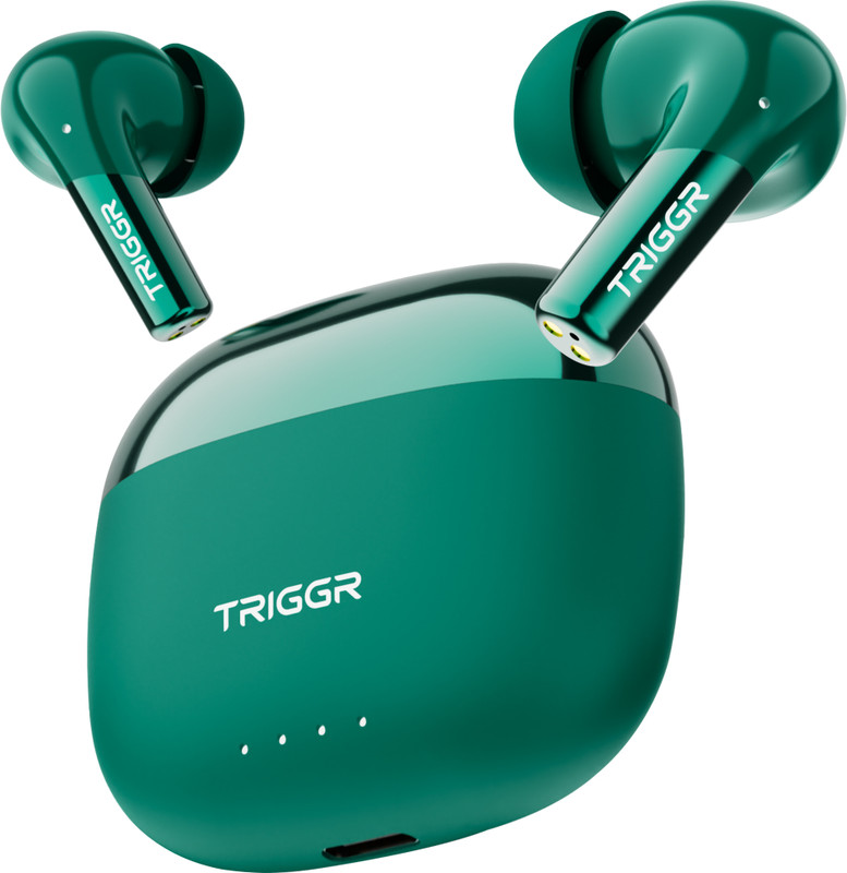TRIGGR Opus with Latest BT v6.0, Dual Pairing, Chrome Lid, Rubber Finish, 40Hr Playtime Bluetooth(Onyx Forest, In the Ear)