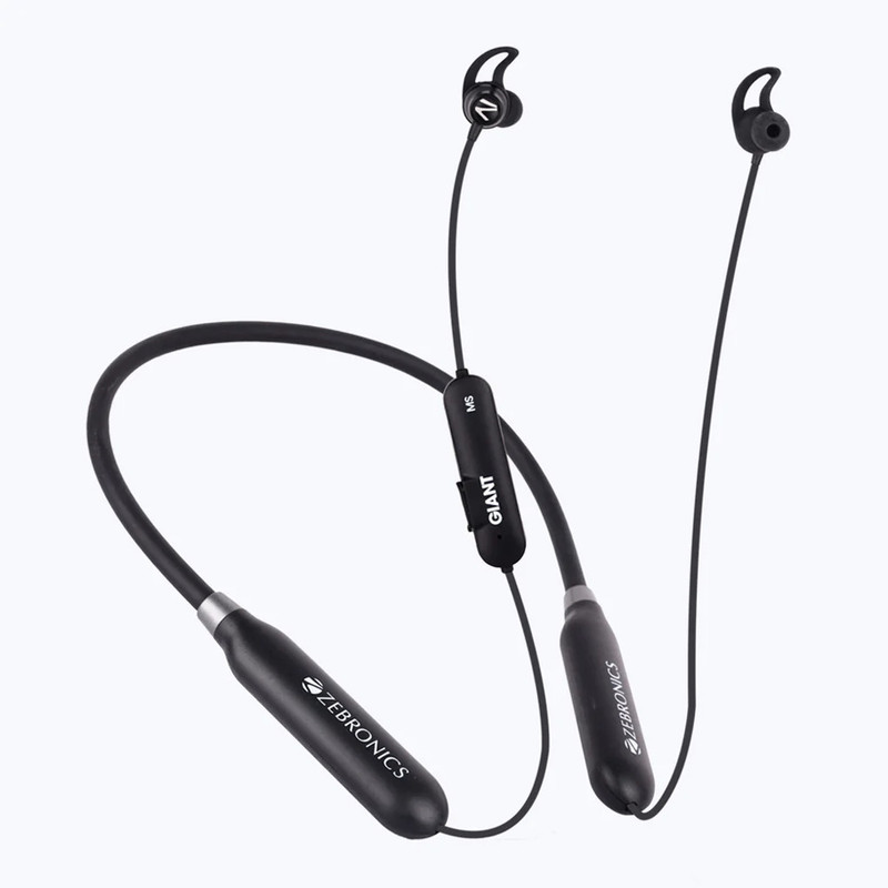 ZEBRONICS Giant Wireless Neckband With 100h Playback Bluetooth Headset (Black, In the Ear)