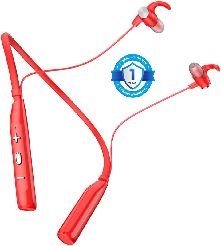 TABARET 30hrs Playtime Fast Charging, Dual Pairing Neckband Bluetooth (red,In the Ear) Bluetooth(Red, On the Ear)