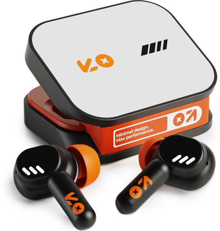 GOBOULT Tenet 75Hrs Battery, App Support, Dual Pairing, Quad Mic ENC, Boosted Bass, 5.4v Bluetooth(Turbo Orange, True Wireless)
