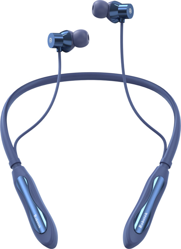 Robotek Primo Neckband Wireless | 70 Hrs Playback time | Type C for Fast Charging Bluetooth(Blue, In the Ear)