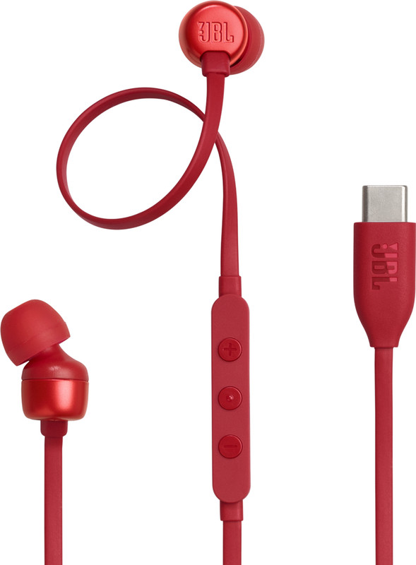 JBL Tune 310C, Hi-Res Audio with DAC , 3-Button EQ , Compatible with USB-C Devices Wired(Red, In the Ear)