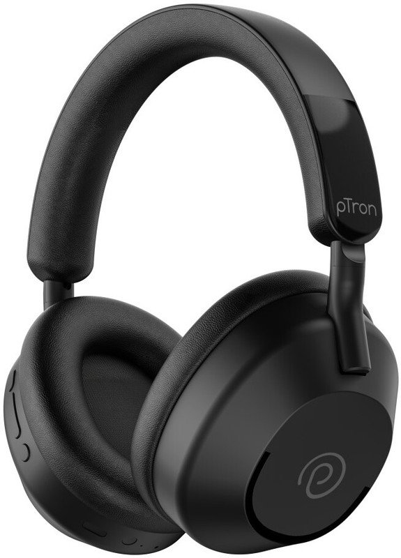 PTron Studio Ultima w/ 60hrs Playtime, AI-ENC Calls, 40mm Drivers, Custom EQ, BTv5.4 Bluetooth & Wired(Jet Black, On the Ear)