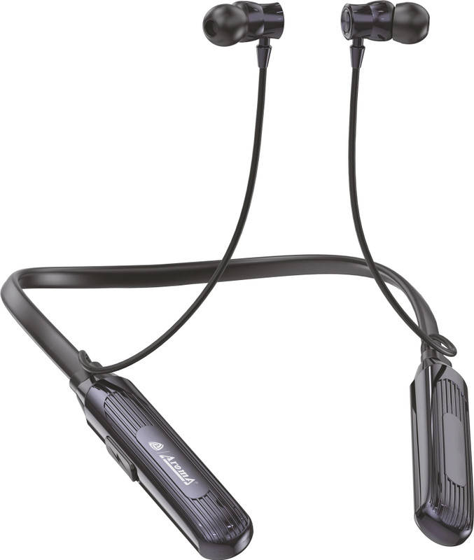Aroma NB124 Clock Upto 100 Hours Playtime*,ENC, Voice Changer Fast Charging Neckband Bluetooth(Midnight Black, In the Ear)