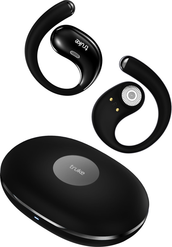 truke ResonanceX OWS w/ 70H Playtime, 24-bit Spatial Audio, 16mm Drivers, Dual Pairing Bluetooth(Ash Black, In the Ear)