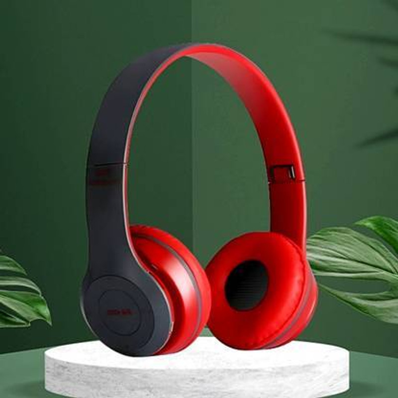 VIJYONICS BEST P47 Wireless Over-ear Headphone True Dynamic Thunder Bluetooth(Red, On the Ear)