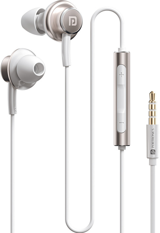 Portronics Conch Sigma A in Ear 3.5mm Wired Earphones,in Line HD Mic,14.2mm Driver Wired(White, In the Ear)