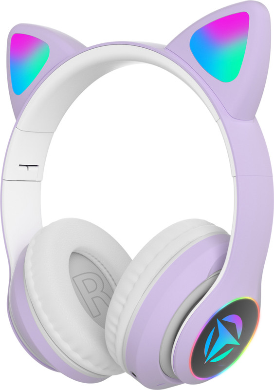 Wk Life 5.0 Kids Cat Foldable Headphones Bluetooth(Purple, On the Ear)