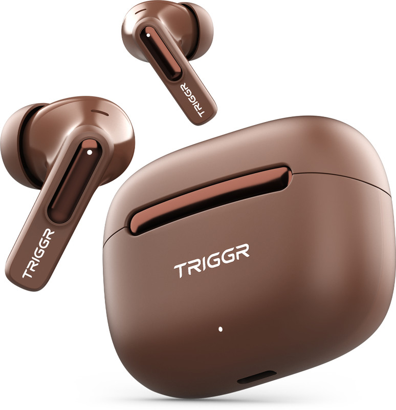 TRIGGR Arcus One 60H Battery, 4 Mic ENC, Dual Pairing, Rubber Grip, 13mm Drivers, v6.0 Bluetooth(Cocoa Brown, True Wireless)