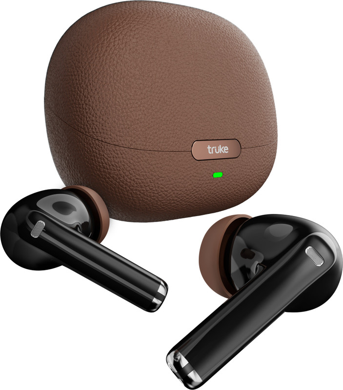 truke AuraPro 60H Playtime TWS Earbuds, Leather Finish, Dual Pairing, 13mm Driver, 5.4 Bluetooth(Sienna Brown, True Wireless)