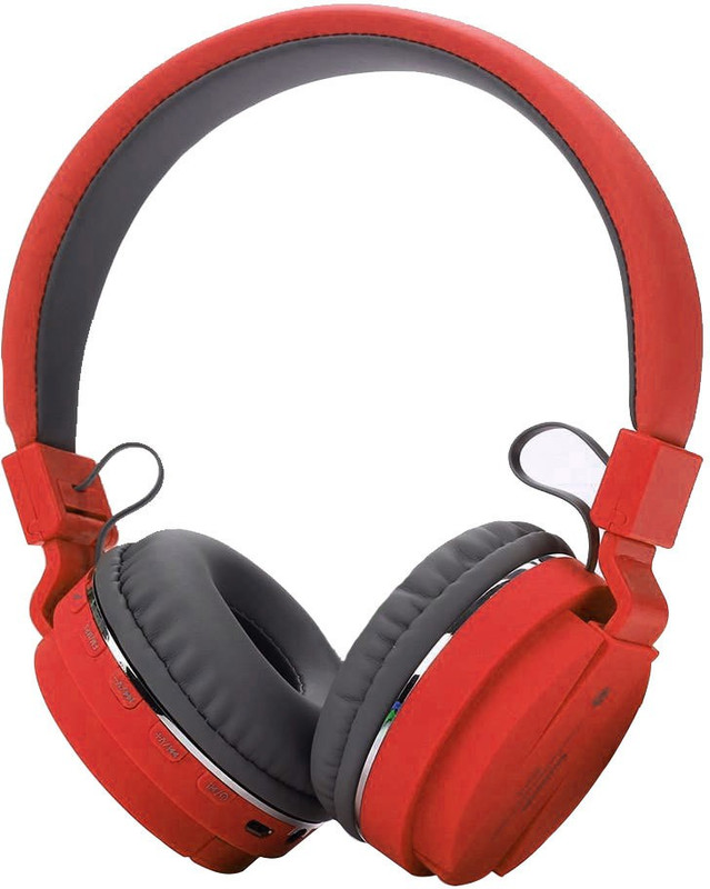 Techobucks Best Buy 24 Hours Playing Time Fast Charging Bluetooth Headphone Bluetooth(Red, On the Ear)