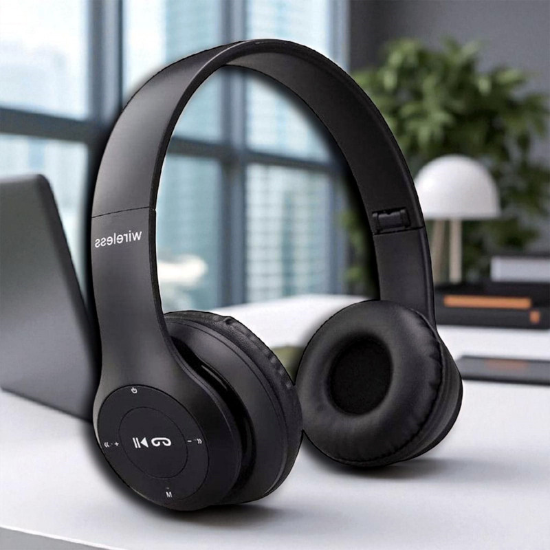 AMUSING Foldable Headphones with Deep Bass, TF Card & Aux Support for All Devices Bluetooth(Black, On the Ear)