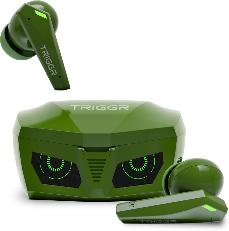 TRIGGR Kraken X1 with Battery Display, 40ms Latency, Quad Mic ENC, 40 Hr Battery, v5.3 Bluetooth Gaming(Green, True Wireless)