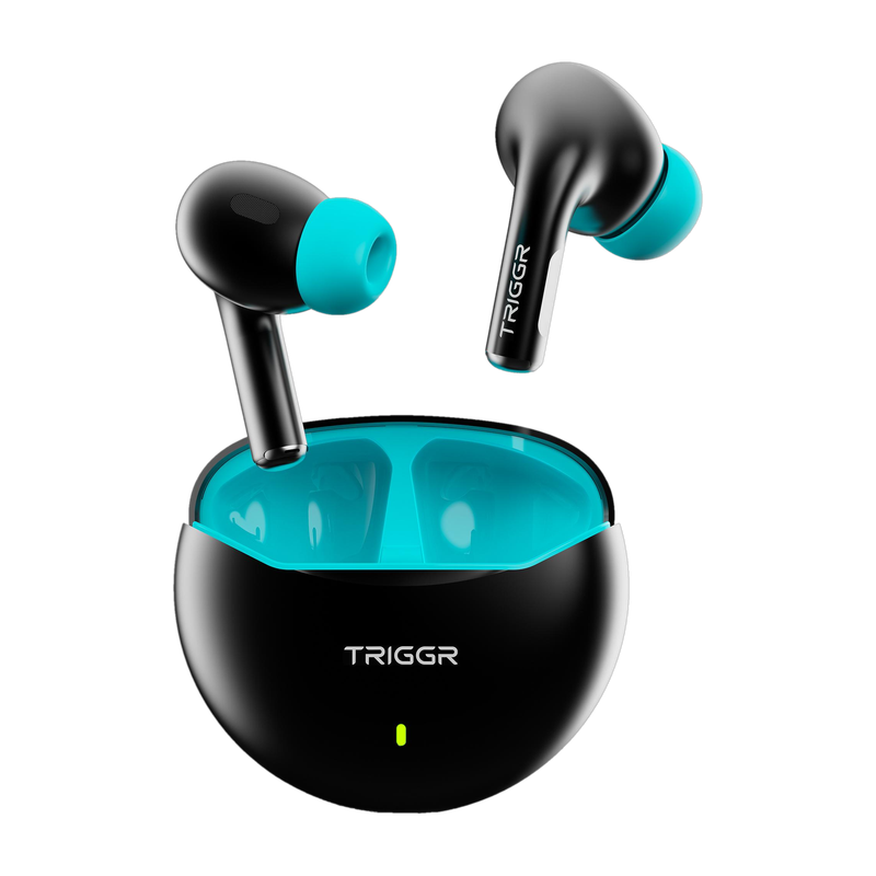 TRIGGR Rizz with 40H Playback, Spherical Design, 13mm Drivers, Rich Bass, Fast Charging Bluetooth(Sky Black, True Wireless)