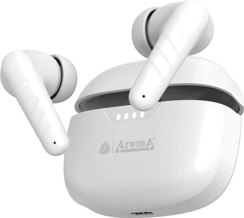 Aroma NB126 Blaze 32dB Active Noise Cancellation 60H* Fast Charging Earbuds Bluetooth(Raging White, True Wireless)