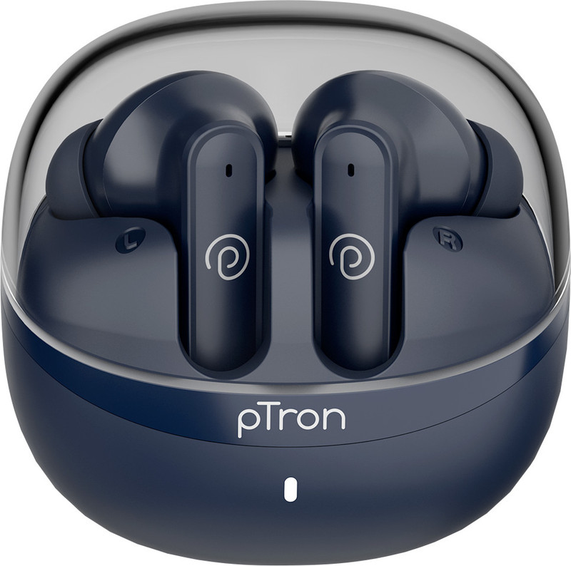 PTron Bassbuds Indie w/ AI-ENC Clear Calls, 45hrs Playtime, Custom EQ, App Support Bluetooth(Blue, True Wireless)