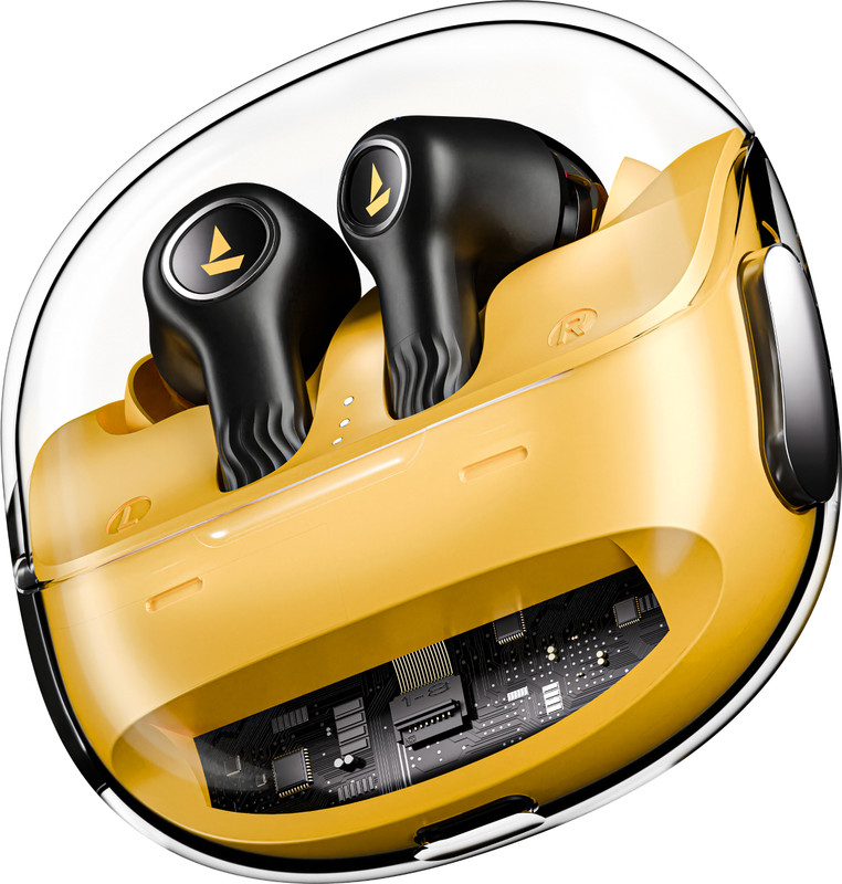 boAt Nirvana Crystl, (2025 Launch), Transparent Case,360 Spatial Audio, 4Mics ENx Bluetooth(Yellow Pop, True Wireless)