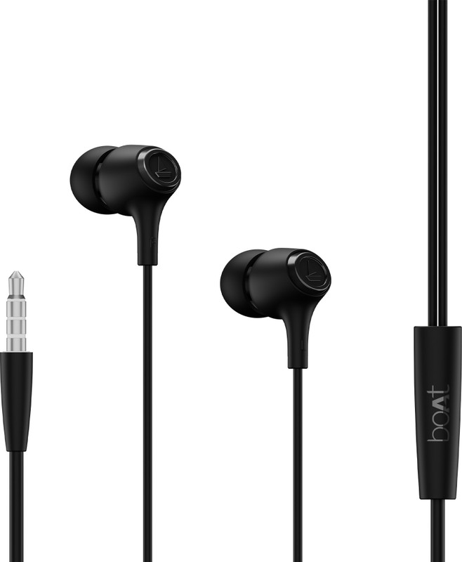 boAt Bassheads 95 Wired(2025 Launch),10mm drivers,In line remote Wired(Active Black, In the Ear)