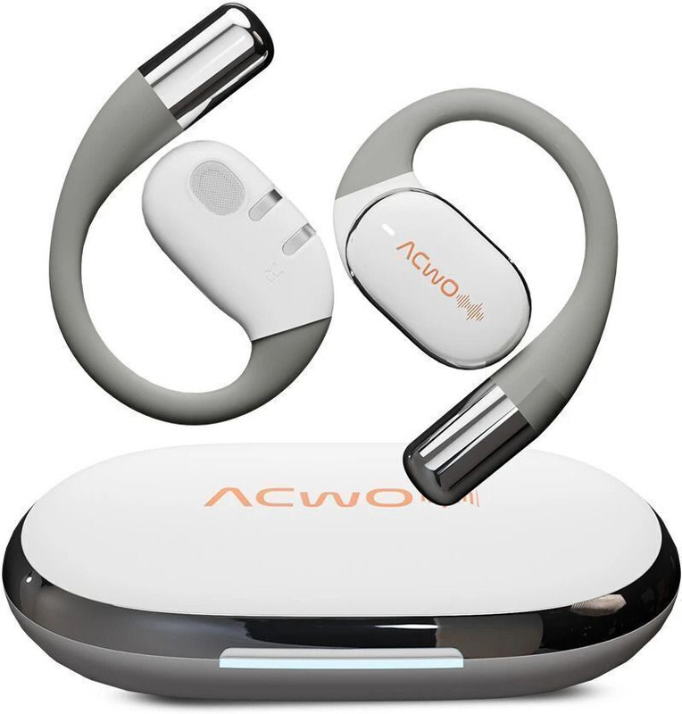 ACwO DwOTS Sense with OWS Design, 65H Playtime, 40ms Low Latency, Snug Fit Bluetooth(Silver White, True Wireless)