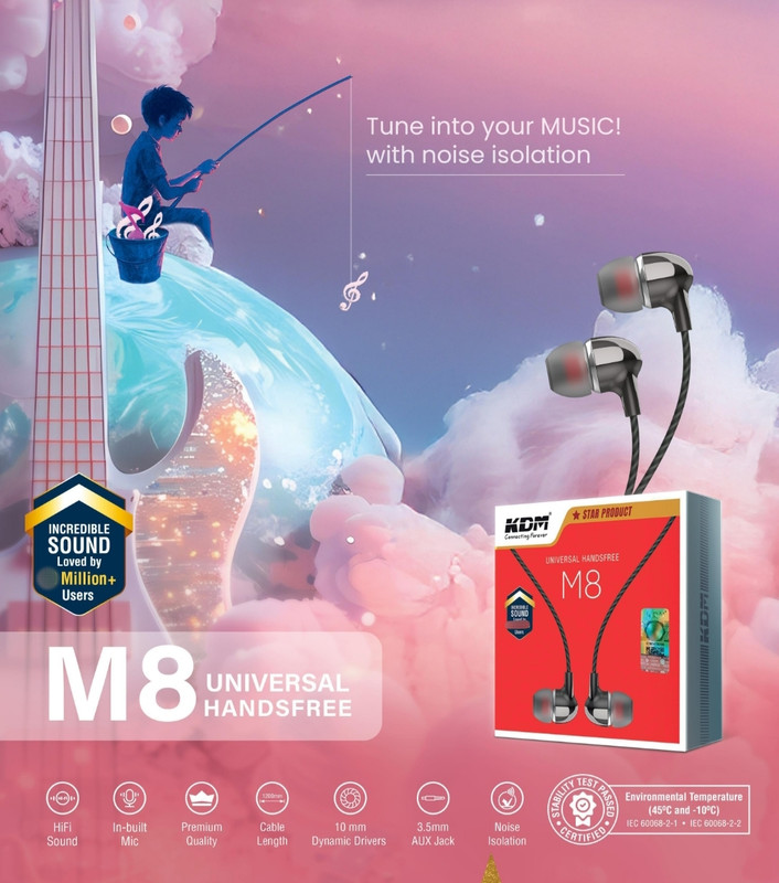 KDM UNIVERSAL EARPHONE Wired(Grey, In the Ear)