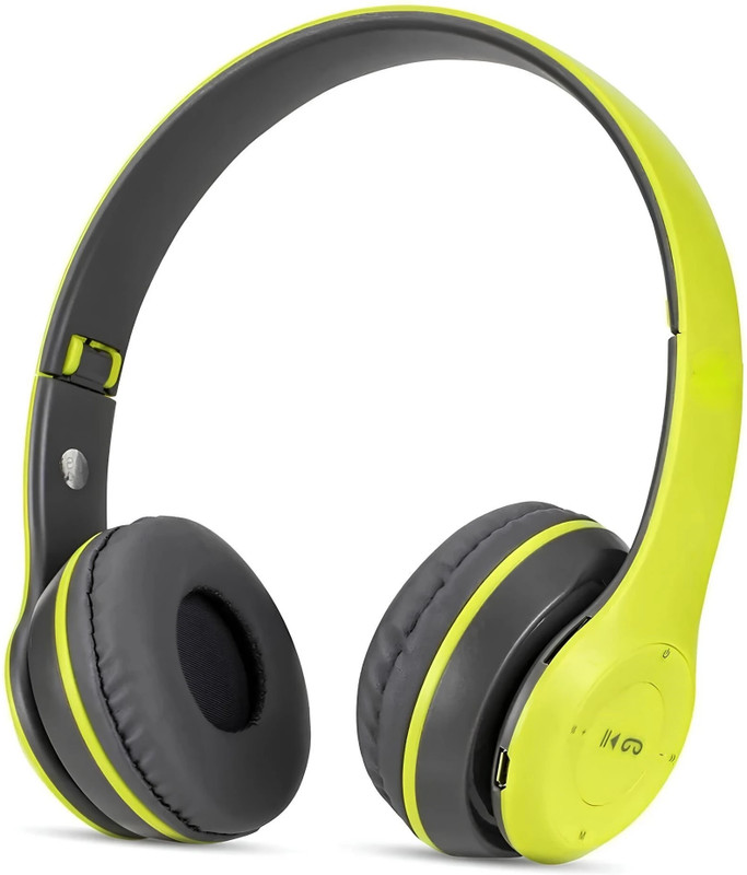 F FERONS Wireless Lightweight, Soft Pads Built-In Mic For Travel,Gym,Running Bluetooth(Lime Green, On the Ear)