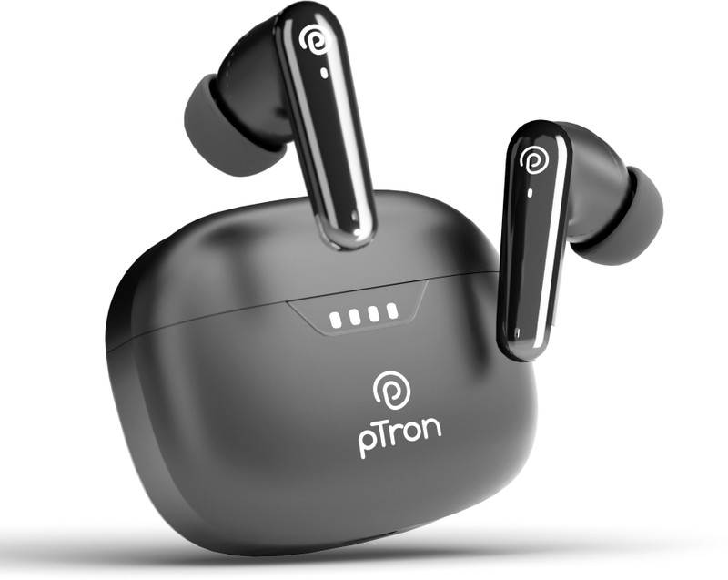 PTron Basspods Tour - AI ENC Calls,45hrs Playback,Pristine Audio, 50ms Low Latency Bluetooth(Black, True Wireless)