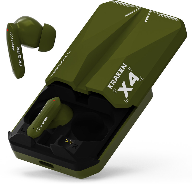 TRIGGR Kraken X4 with 13mm Drivers, 40ms Latency, ENC, 60H Battery, Rubber Finish, v5.4 Bluetooth(Gotham Black, True Wireless)
