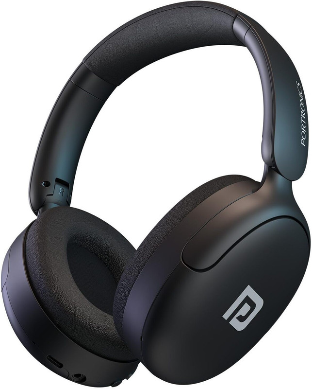 Portronics Muffs M5 Over Ear Hybrid ANC Bluetooth Headphone, 50 Hrs Playtime, Quad Mic Bluetooth & Wired(Black, On the Ear)