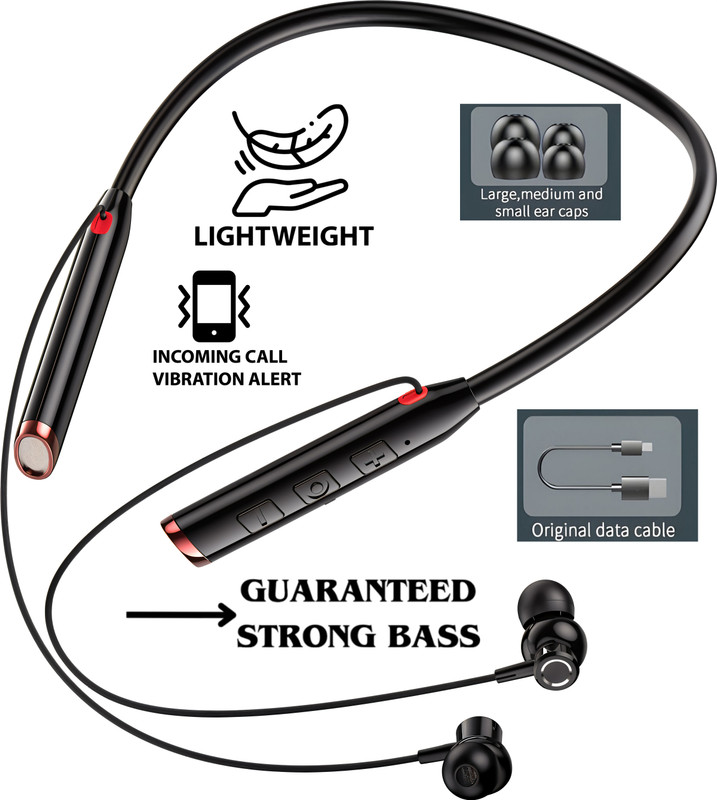GREE MATT N80 Vibration Alert 48 Hours Playtime Cancellation Waterproof Neckband B96 Bluetooth(Magico Black, In the Ear)