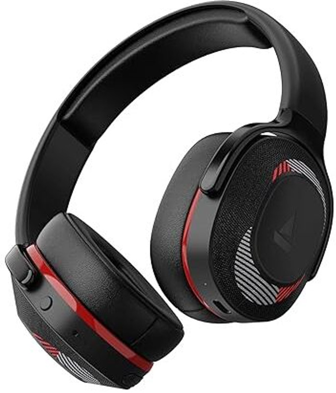 boAt Rockerz 413,60H Battery,ENx, BEAST Mode, Dual Pair, Stream Ad Free Music via App Bluetooth(Black, Red, On the Ear)