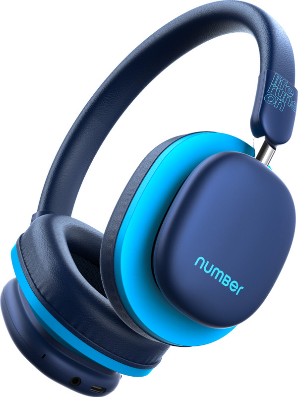 Number Headit Pro 100H Battery, Dual Pairing, 40mm Hi-Bass Drivers, AI ENC, 35ms Gaming Bluetooth(Pro Blue, On the Ear)