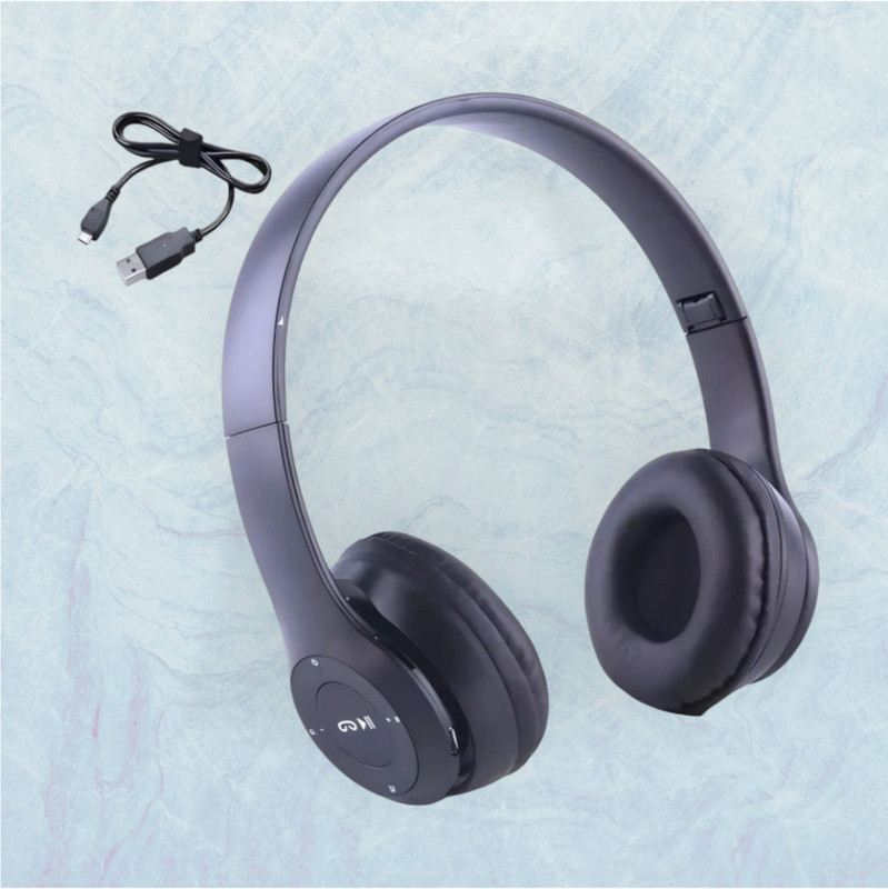 TWS Wireless Headphones with Mic & SD Card Playback, Extra Battery Life_RU Bluetooth & Wired(Black, On the Ear)