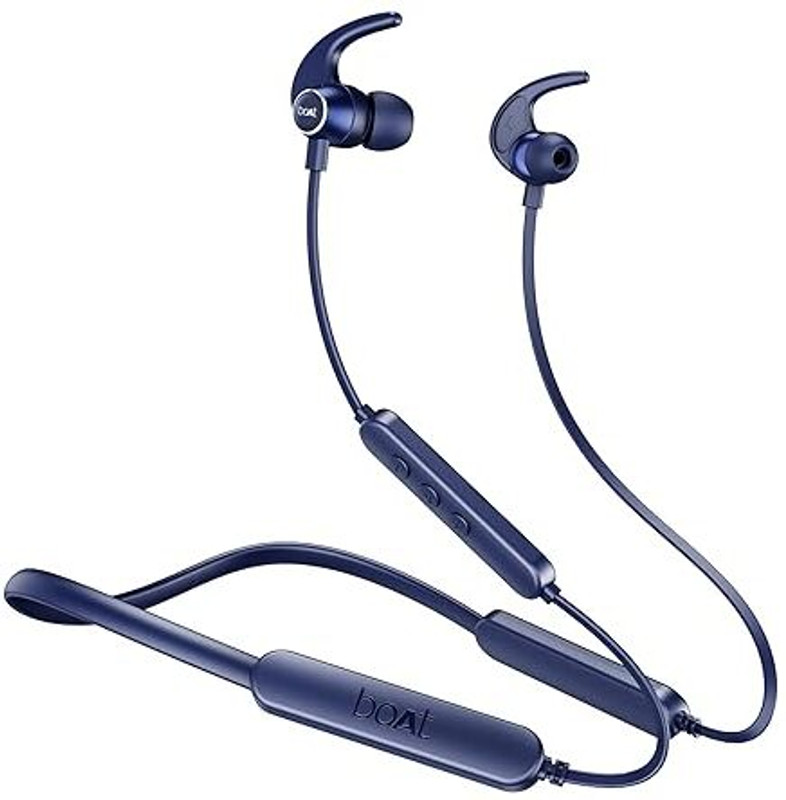 boAt Rockerz 255 Pro+, 60H Battery, ASAP Charge, Stream Ad Free Music via App Support Bluetooth(Navy Blue, In the Ear)