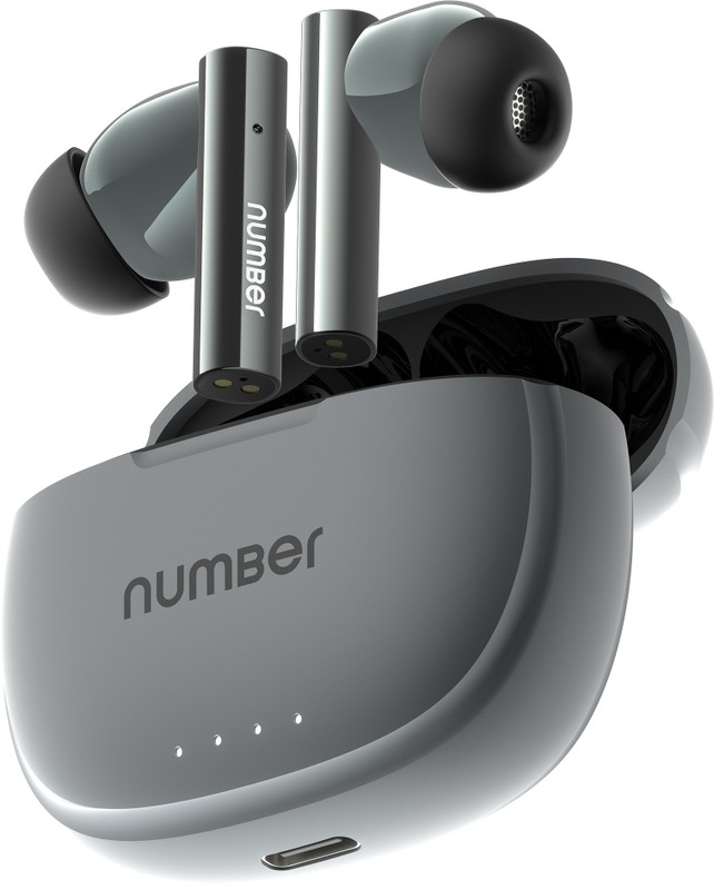 Number Navo Buds X1 w/ 50H Playtime, Dual Pairing, 13mm Speakers, ENC, 45ms Low Latency Bluetooth(Grey Stone, In the Ear)