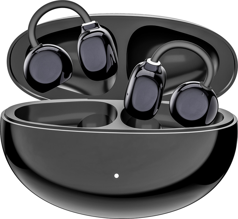 PTron Bassbuds Verse Earclips w/ 50Hrs Playtime, HD Mic & AI-ENC, Custom EQ, BTv6.0 Bluetooth(Jet Black, True Wireless)