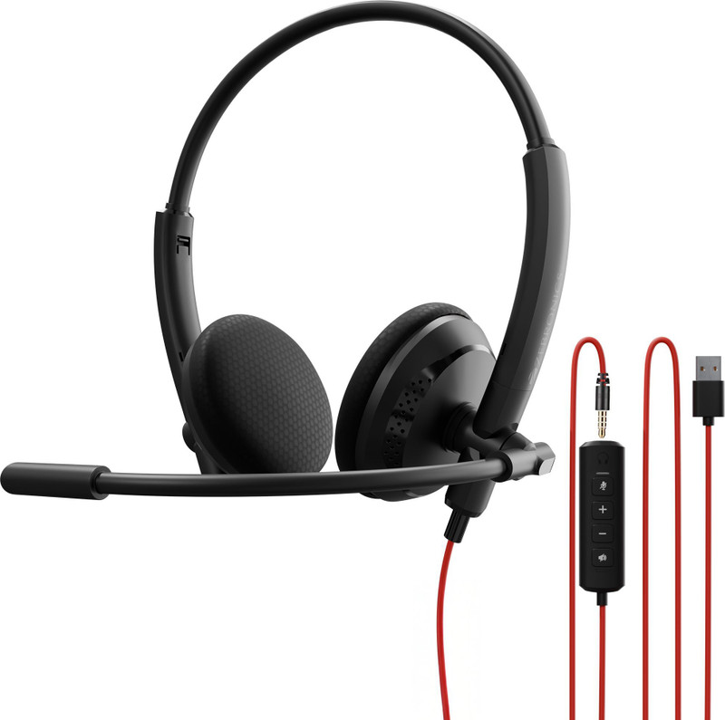 ZEBRONICS VCX101 Wired Headphone with Adjustable Mic, 27mm Drivers, 2.8m Cable, Mobile/PC Wired Gaming(Black, On the Ear)