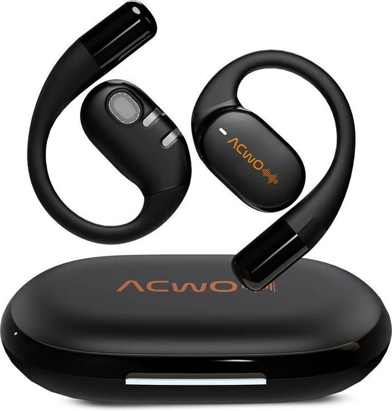 ACwO DwOTS Sense with OWS Design, 65H Playtime, 40ms Low Latency, Snug Fit Bluetooth(Silver Black, True Wireless)