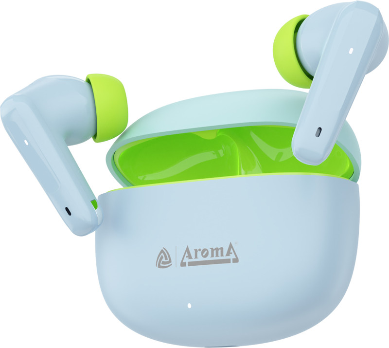 Aroma NB126 Force Plus Upto 50Hr Playtime*, Fast Charging, Dual Pairing, Heavy Bass Bluetooth(Sky Blue & Lime Green, True Wireless)