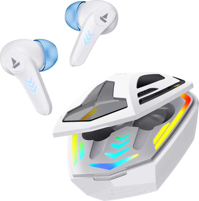 boAt Immortal 131 w/ Beast Mode(40ms Low Latency), 40 Hours Playback & RGB Lights Bluetooth(White Sabre, True Wireless)