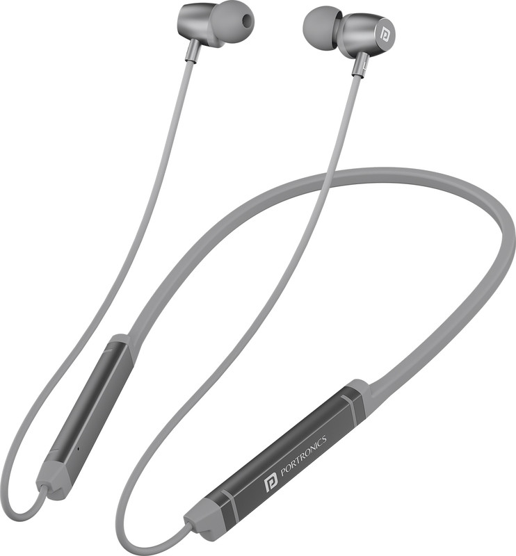 Portronics Harmonics Z9 Bluetooth Neckband With Mic,40Hrs Playtime,Metal Finish,BT 5.3V Bluetooth(Silver, In the Ear)