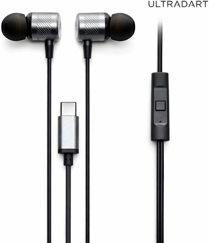 ULTRADART Wired Type C Earphones, Deep Bass Audio, HD Mic, Soft Fit Wired(Grey, In the Ear)