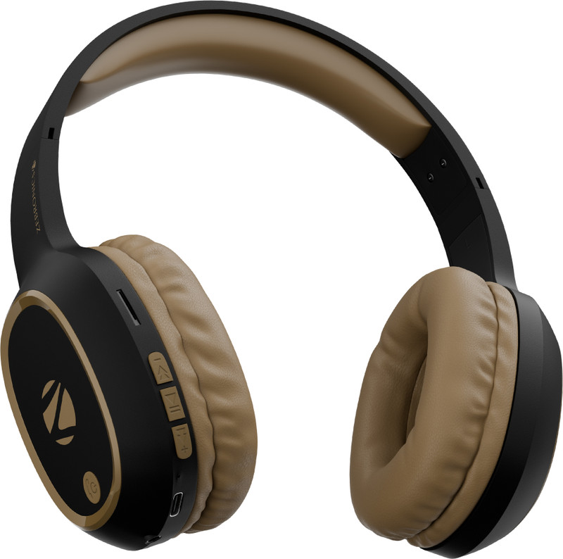 ZEBRONICS Zeb-Thunder, True 60Hr Backup, BT v6.0, Gaming Mode, ENC, AUX, mSD, Dual Pairing Bluetooth(Brown, On the Ear)